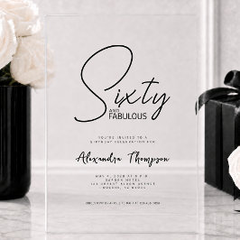 Invitaciones Acrílicas Guión de Sesenta y Fabuloso Fiesta de cumpleaños 6