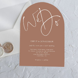 Invitaciones Acrílicas Guión minimalista hacemos boda marrón suave