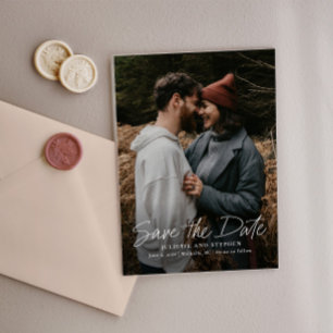 Invitaciones Acrílicas Guión moderno simple boda foto guardar la fecha