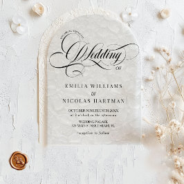 Invitaciones Acrílicas Guión romántico Boda blanco y negro