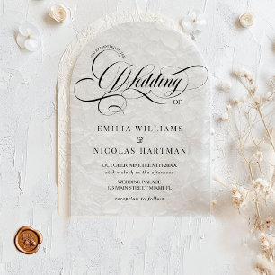 Invitaciones Acrílicas Guión romántico Boda blanco y negro
