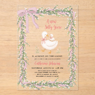 Invitaciones Acrílicas guirnalda de vegetación New Silly Goose Baby Showe