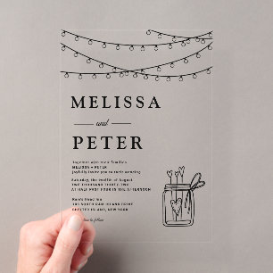 Invitaciones Acrílicas Guirnalda minimalista boda clásica
