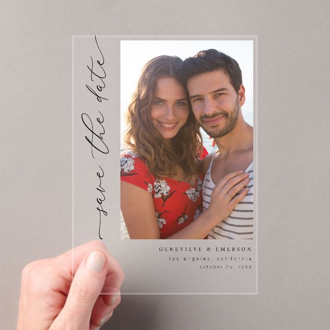 Invitaciones Acrílicas H MOD 2 Foto simple Guardar la fecha (Insitu (portátil))
