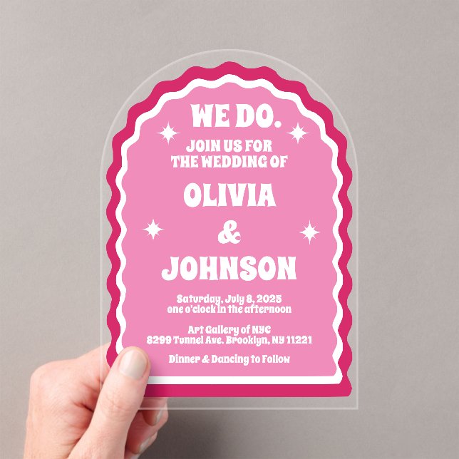 Invitaciones Acrílicas Hacemos Moderno Arco Ondulado Audaz Magenta Rosa R (Insitu (portátil))