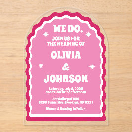 Invitaciones Acrílicas Hacemos Moderno Arco Ondulado Audaz Magenta Rosa R