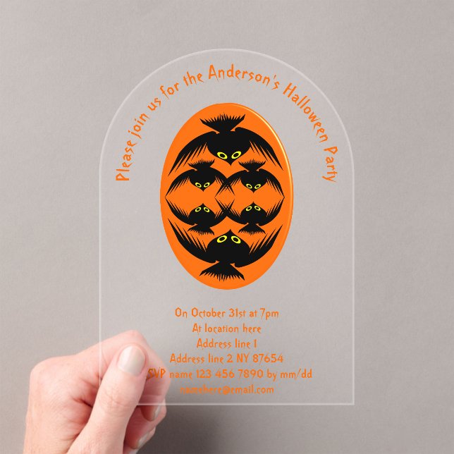 Invitaciones Acrílicas Halloween Crows Personalizado (Insitu (portátil))