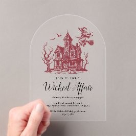 Invitaciones Acrílicas Halloween Vintage atormentó al Fiesta de la bruja 