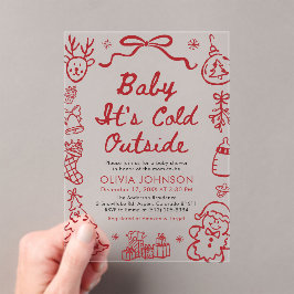 Invitaciones Acrílicas Hand Drawn Baby It's Cold Outside Baby Shower