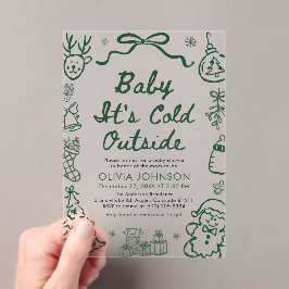 Invitaciones Acrílicas Hand Drawn Baby It's Cold Outside Baby Shower