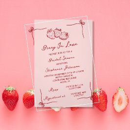 Invitaciones Acrílicas Hand Drawn Coquette Berry In Love Bridal Shower