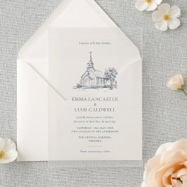 Invitaciones Acrílicas Hand Drawn Minimalist Church Venue, Wedding