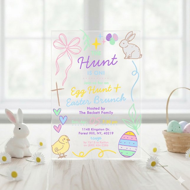 Invitaciones Acrílicas Hand Drawn Whimsical Doodles Easter Party (Subido por el creador)
