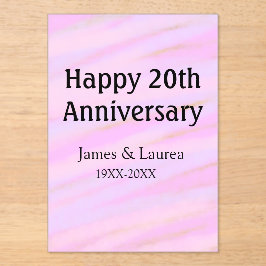 Invitaciones Acrílicas Happy 20th anniversary pink purple pastel name bol