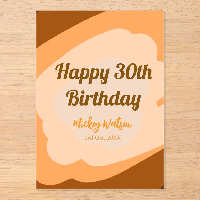 Invitaciones Acrílicas Happy 30th birthday rustic wooden Halloween fall b (Anverso)