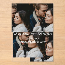 Happy anniversary photo collage name date simple w