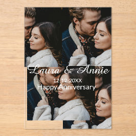 Invitaciones Acrílicas Happy anniversary photo collage name date simple w