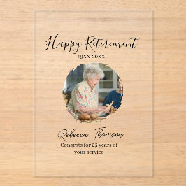 Invitaciones Acrílicas Happy retirement year name circle photo retired