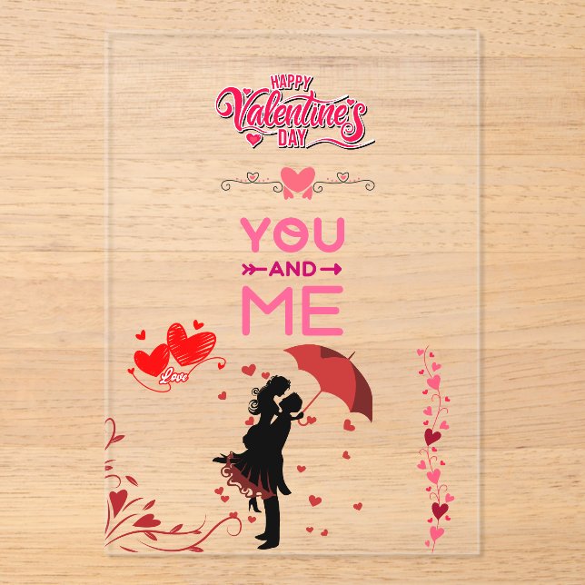 Invitaciones Acrílicas Happy Valentine’s Day – You and Me Romantic Love  (Anverso)