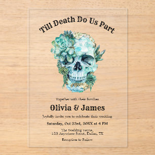 Invitaciones Acrílicas Hasta que la muerte nos haga Boda de Halloween, pa