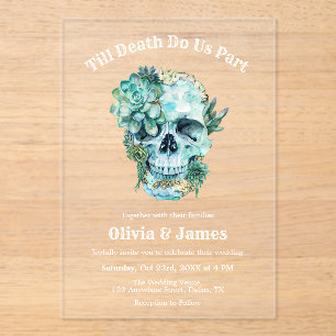 Invitaciones Acrílicas Hasta que la muerte nos haga Boda de Halloween, pa