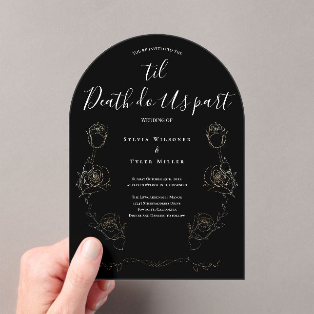Invitaciones Acrílicas Hasta que la muerte nos haga parecernos Boda gótic (Insitu (portátil))