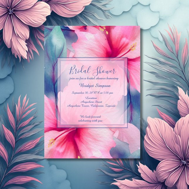 Invitaciones Acrílicas hawaiian tropical floral hibiscus bridal shower  (Subido por el creador)