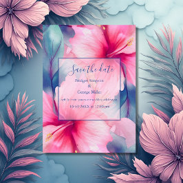 Invitaciones Acrílicas hawaiian tropical floral hibiscus save the date