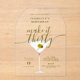 Invitaciones Acrílicas Hazlo Treinta Martini 30 Fiesta de cumpleaños