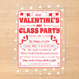 Invitaciones Acrílicas Hearts Happy Valentine’s Day Modern Love Pattern