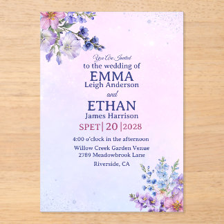 Invitaciones Acrílicas heather periwinkle plum lavender blue Wedding 