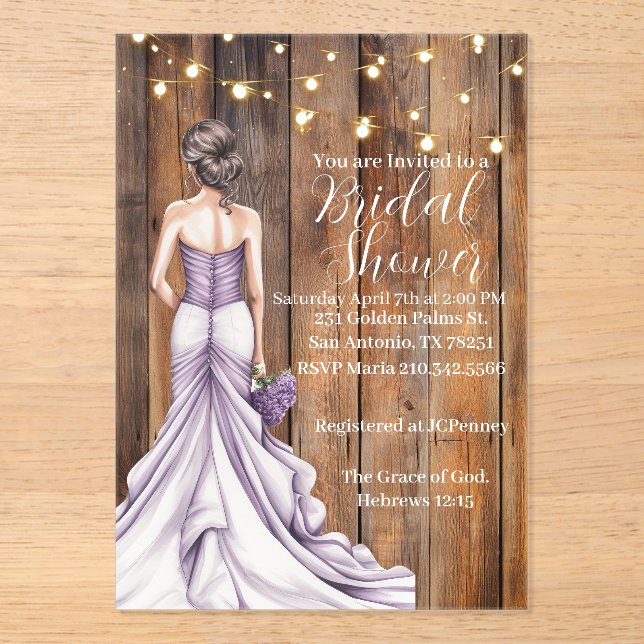 Invitaciones Acrílicas Hebrews 12:15 Graceful Bridal Shower Invitation (Anverso)