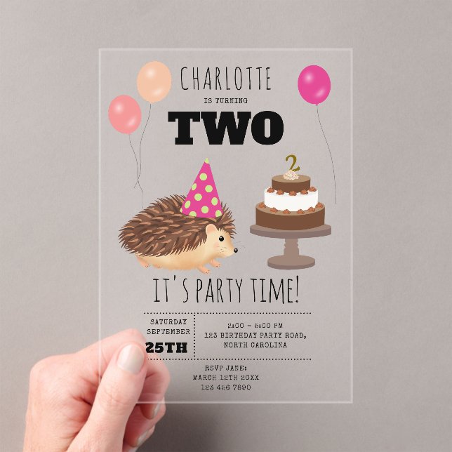 Invitaciones Acrílicas Hedgehog Mushroom Woodland Forest Funny Birthday (Insitu (portátil))