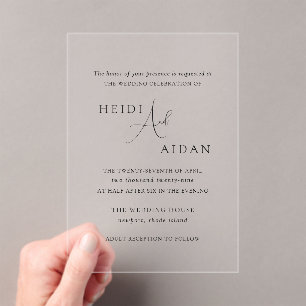 Invitaciones Acrílicas Heidi Guión Contemporáneo Boda Elegante Moderna