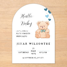 Hello Baby Teddy Bear Baby Shower Invitation