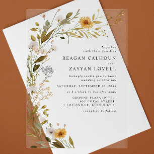 Invitaciones Acrílicas Hermosa Boda Floral Rústica de Flor Silvestre Prec