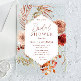Invitaciones Acrílicas Hermosa Ducha Boho Botánica Floral Bridal