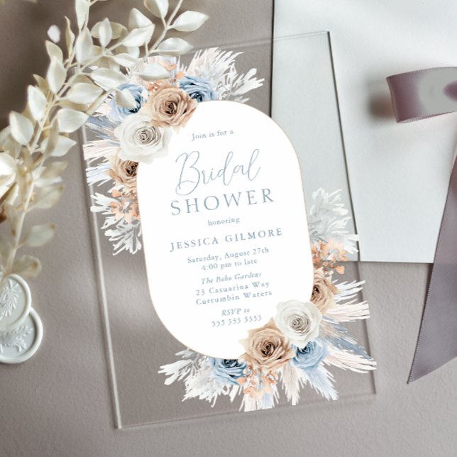 Invitaciones Acrílicas Hermosa ducha de novias con flores de Boho (Subido por el creador)