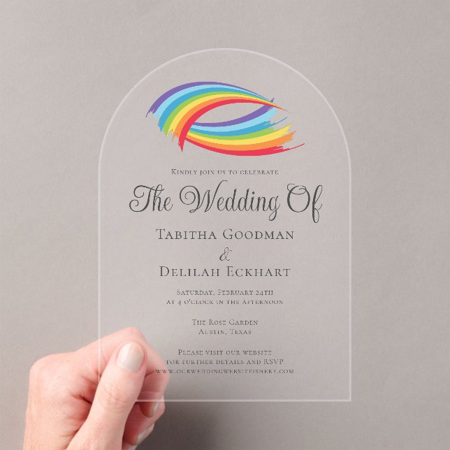 Invitaciones Acrílicas Hermoso Boda abstracto del arcoiris (Insitu (portátil))