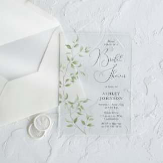 Invitaciones Acrílicas Hermoso Cumpleaños de Boda con Hojas Verdes Elegan