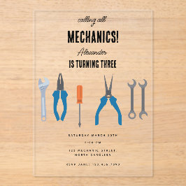 Invitaciones Acrílicas Herramientas mecánicas de automóviles para automóv