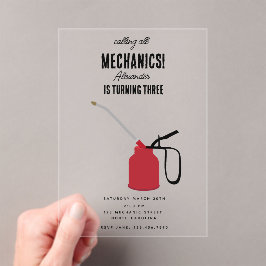 Invitaciones Acrílicas Herramientas mecánicas de automóviles para automóv