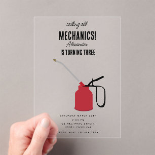 Invitaciones Acrílicas Herramientas mecánicas de automóviles para automóv