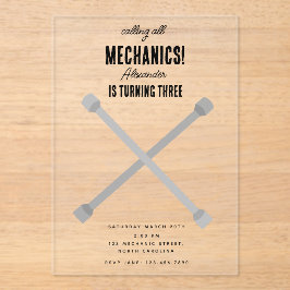 Invitaciones Acrílicas Herramientas mecánicas de automóviles para automóv