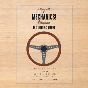 Invitaciones Acrílicas Herramientas mecánicas de automóviles para automóv