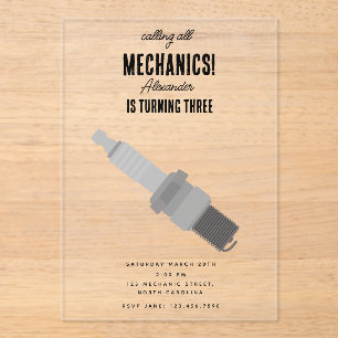 Invitaciones Acrílicas Herramientas mecánicas de automóviles para automóv