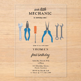 Invitaciones Acrílicas Herramientas mecánicas del automóvil de coches Pri