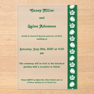 Invitaciones Acrílicas Hibisco Tropical en Boda de Acrílico Verde