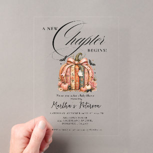 Invitaciones Acrílicas Historia de otoño Un nuevo capítulo comienza Fiest