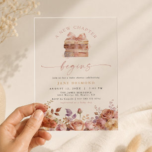 Invitaciones Acrílicas Historia libresca Libro Nuevo Capítulo Shower de b